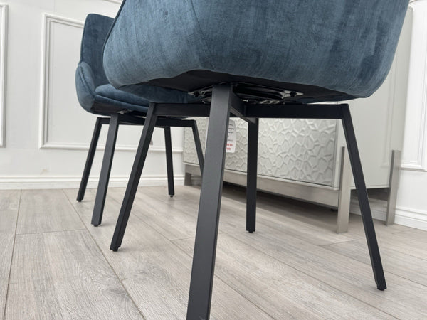 Furniture Village Veja Navy Blue Velvet Pair Of 2 Dining Chairs9