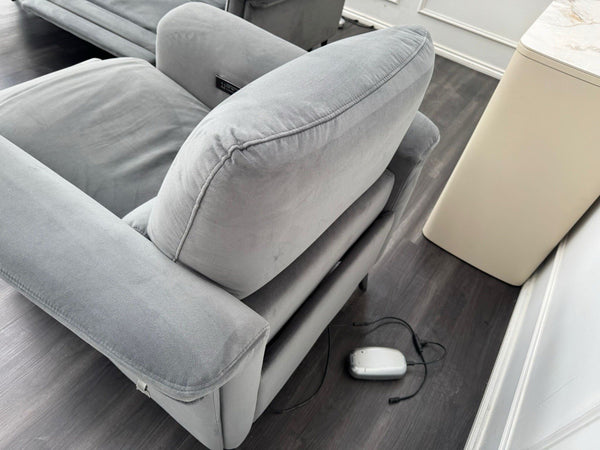 Furniture Village Huxley 3 Seater + Armchair Sofa Set Grey Velvet Power Recliner18