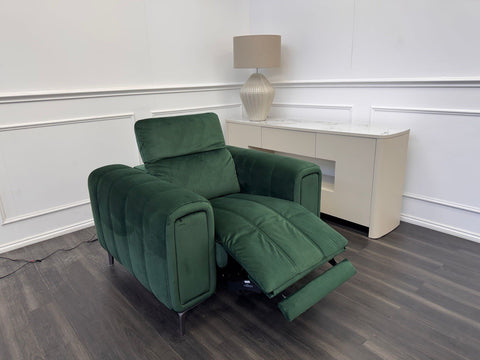 DFS Torren Power Recliner Armchair Green Velvet Power Headrest0