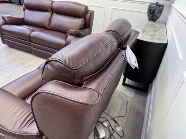 Parker Knoll Boston Burgundy Leather Power Recliner 3+2 Seater Sofa RRP £409919