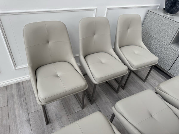 Furniture Village Avorio Grey Faux Leather Set Of 6 Dining Chairs2