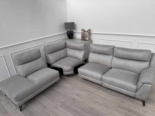 Furniture Village Contempo Grey Microfibre Power Recliner L Shape Corner Sofa21