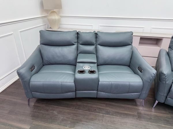 Sofology Renato Power Recliner 3 + 2 Seater Sofa Set Green Leather5