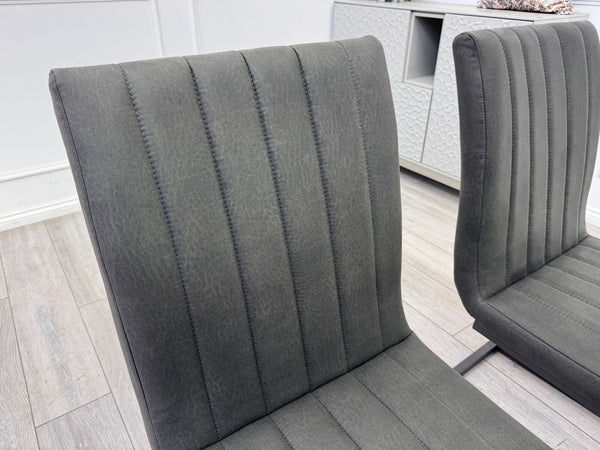 Furniture Village Grigio Set of 4 Grey Charcoal Faux Suede Dining Chairs4