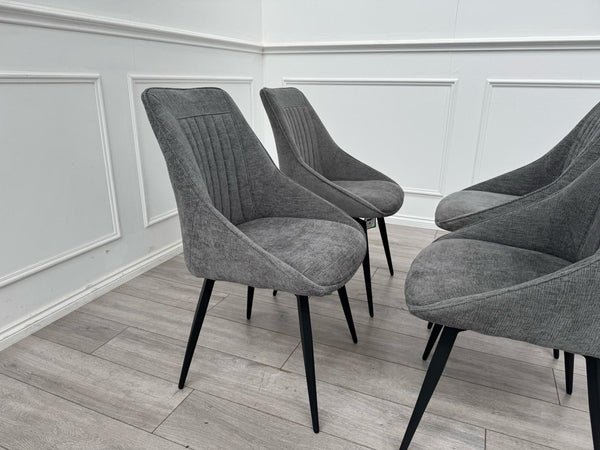 Furniture Village Crete Set Of 4 Swivel Dining Chairs Grey Fabric4