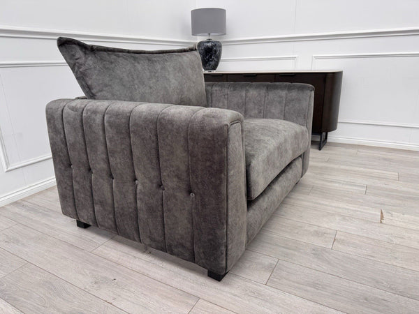 DFS Devine Grey Velvet Loveseat Cuddlier Armchair9