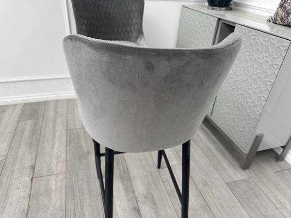 Furniture Village Osaka Grey Velvet Pair Of 2 Barstool Chairs7