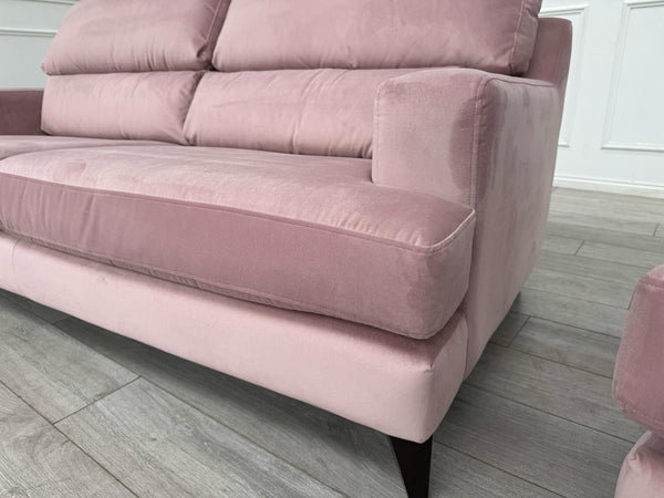 Furniture Village Lounge Co Romilly 3 Seater + Armchair Sofa Set Pink Velvet14