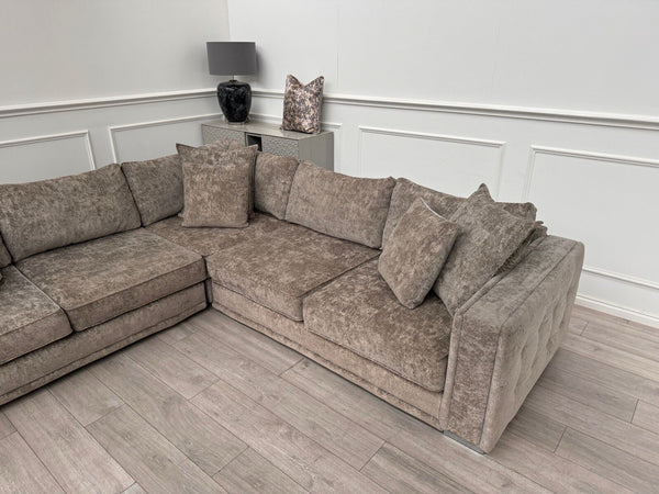 Sofology Midas Grey Fabric Corner Sofa Full Back With Scatter Cushions14