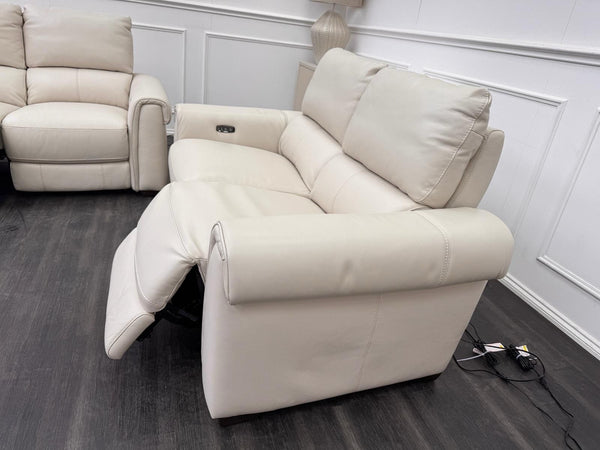 Furniture Village Nixon 2 & 2 Seater Sofa Set Power Recliner Frost Leather3