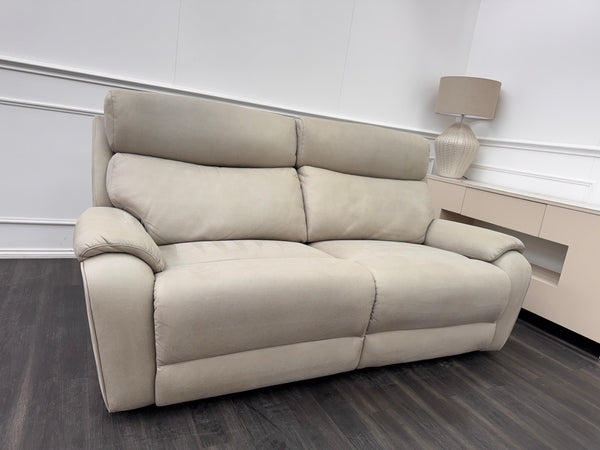 LA Z BOY Winchester Power Recliner 3 Seater Sofa In Beige Fabric Power Headrest1