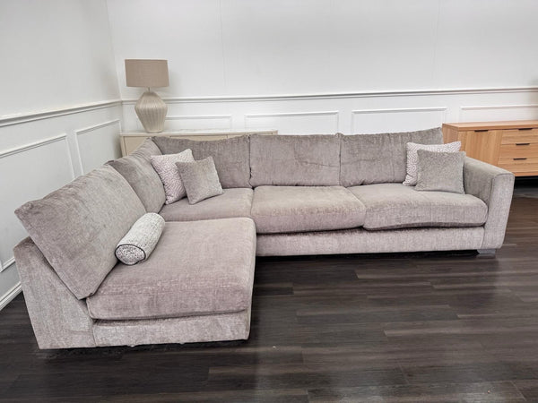 Sofology Majestica Truffle Fabric Terminal End Chaise Corner Sofa Full Back3