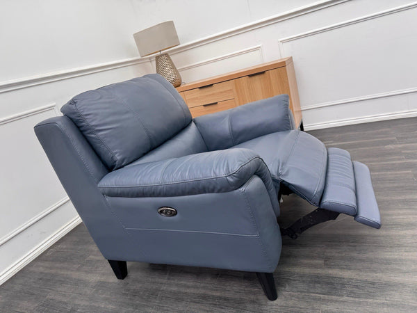 DFS Power Recliner Armchair Navy Blue Leather6