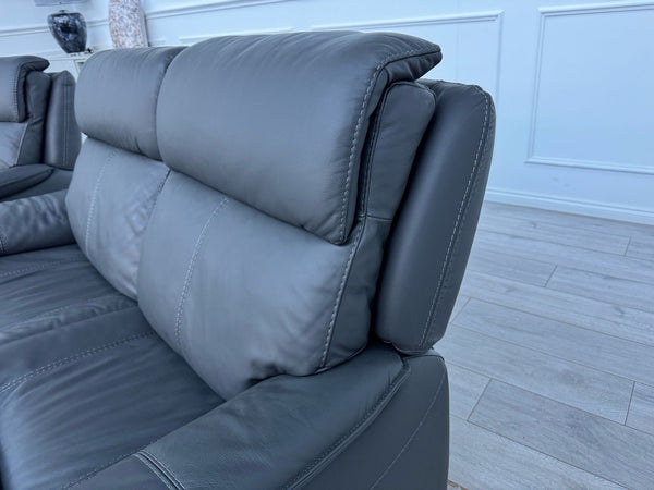 Furniture Village Charcoal Grey Static 3 + Power Recliner 2 Seater Sofa Set12