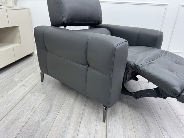 Furniture Village New York Power Recliner Armchair Grey Leather Power Headrest3
