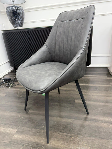 Furniture Village Crete Grey Leather Swivel Dining Chair2