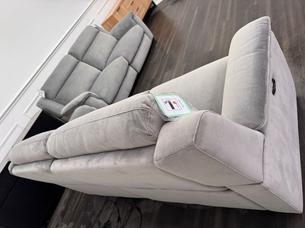 Furniture Village 3+3 Seater Sofa Set Power Recliner Grey Velvet12