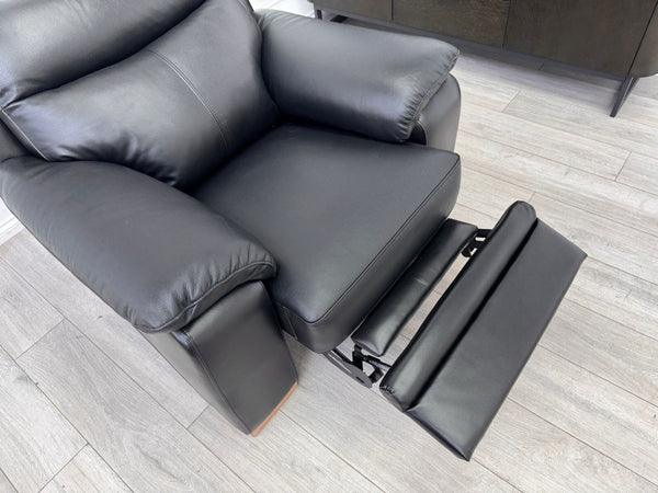 DFS Laiken Black Genuine Leather Armchair Electric Power Recliner9