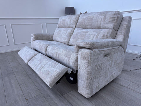 G Plan Thornbury 3 Seater Sofa Patterned Beige Fabric Power Recliner0