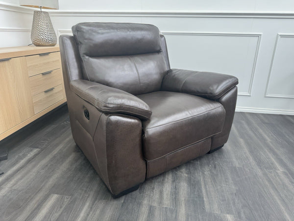 DFS Manual Recliner Armchair Brown Leather5