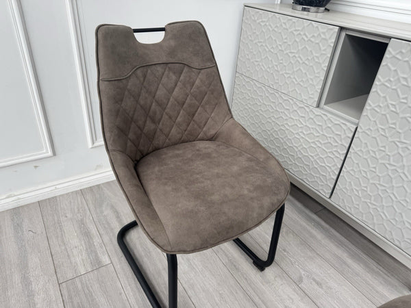 Furniture Village Warrior Taupe Faux Leather Pair Of 2 Cantilever Dining Chairs1