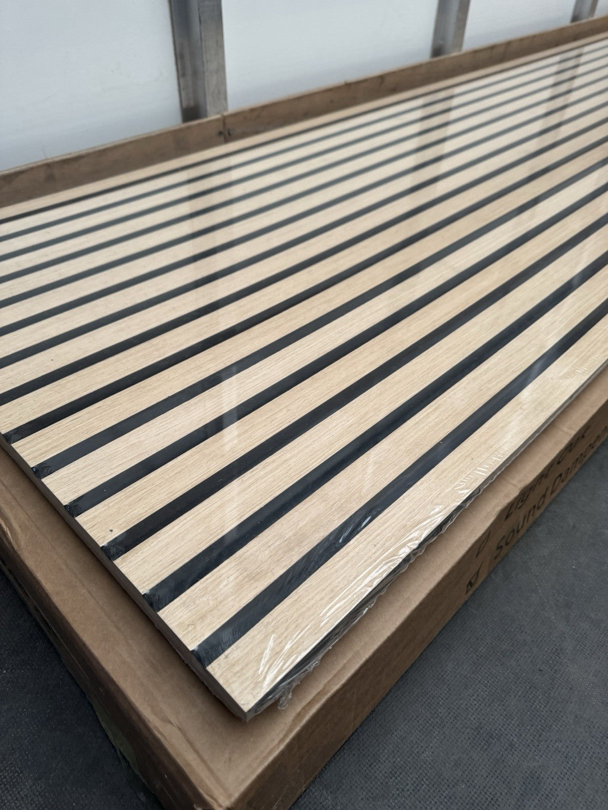 Acoustic Slat Wood Wall Panel Modern Interior Media Wall - White Oak 2.4m x 0.6m0