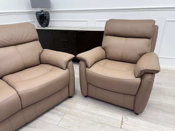 Furniture Village Dark Taupe Leather Power Recliner Armchair2