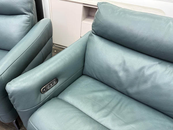 Sofology Renato Power Recliner 3 + 2 Seater Sofa Set Green Leather6