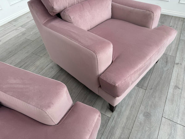 Furniture Village Lounge Co Romilly 3 Seater + Armchair Sofa Set Pink Velvet12