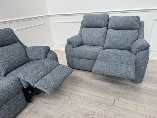 G Plan Kingsbury 2 + 2 Seater Sofa Set Power Recliner Shore Blue1