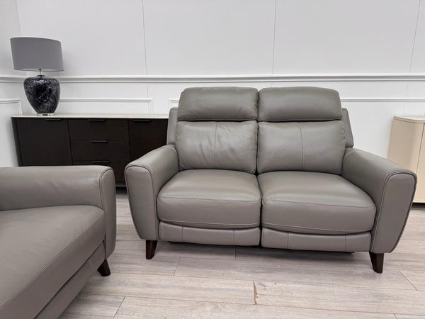 Furniture Village Zen Grey Leather Static 3 Seater  + Recliner 2 Seater Sofa Set17