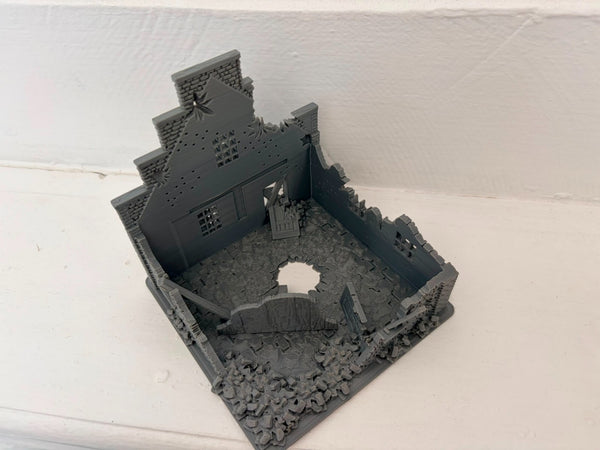 28mm Ruined Cottage Rural Dutch House Destroyed Building1