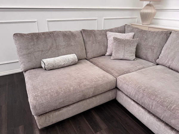 Sofology Majestica Truffle Fabric Terminal End Chaise Corner Sofa Full Back14