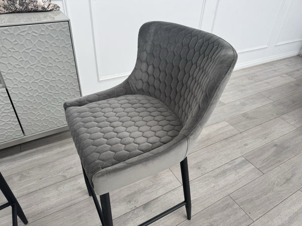 Furniture Village Osaka Grey Velvet Pair Of 2 Barstool Chairs3
