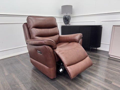 LAZY BOY Anderson Power Recliner Armchair In Brown Leather0