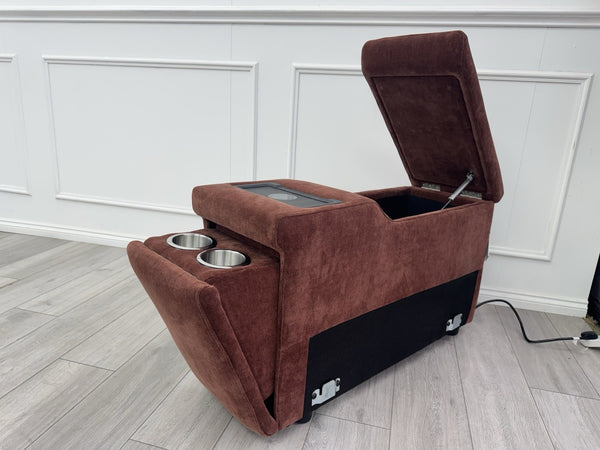 Sofology Plaza Console Red Chenille Denim Cup Holders Wireless Charging Socket6