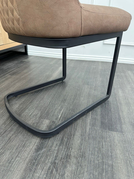 FV Loki Brown Faux Leather Cantilever Dining Chair (Choose Quantity)5