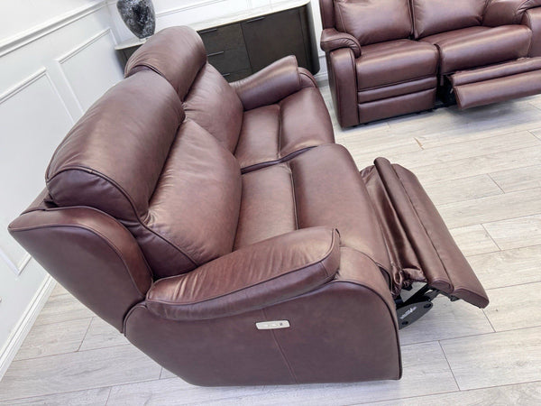 Parker Knoll Boston Burgundy Leather Power Recliner 3+2 Seater Sofa RRP £40995