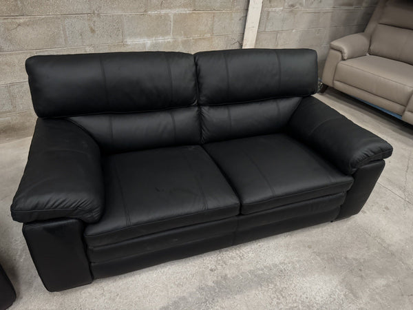 Furniture Village Cozee Black Leather Standard 3 & 2 Seater Sofa Set2
