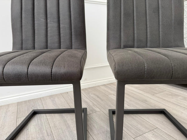Furniture Village Grigio Pair of Charcoal Grey Suede Dining Chairs11