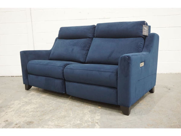 Parker Knoll Bodella navy blue velvet fabric electric reclining 3 seater sofa1
