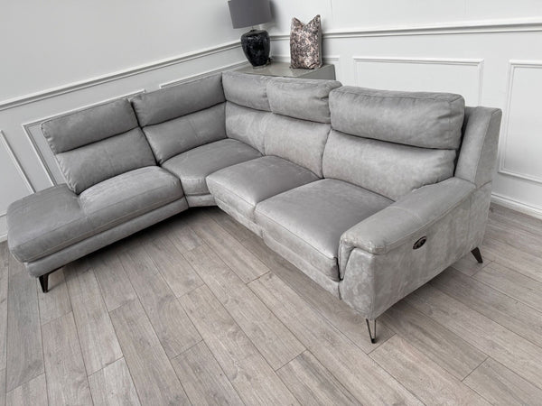 Furniture Village Contempo Grey Microfibre Power Recliner L Shape Corner Sofa8