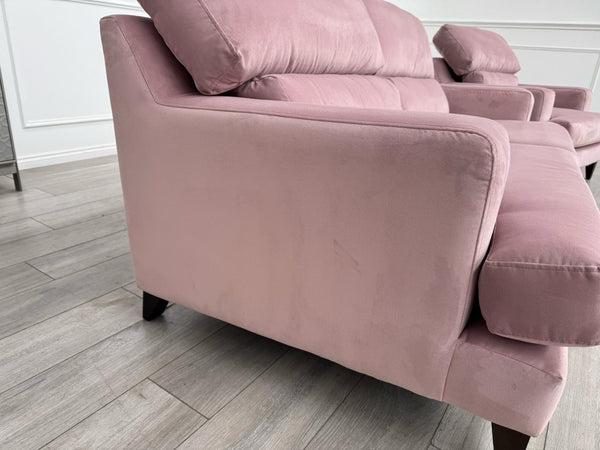 Furniture Village Lounge Co Romilly 3 Seater + Armchair Sofa Set Pink Velvet11