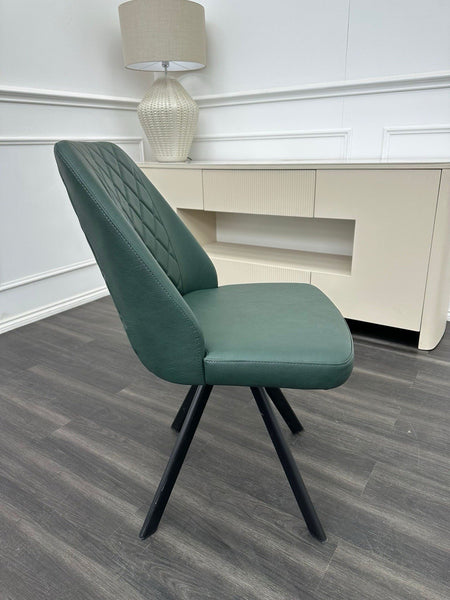 Furniture Village Mars/Jupiter green leather swivel dining chair (Pre-sale)2