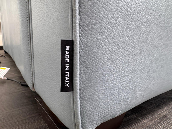 DFS Sonno 3 Seater Sofabed In Baby Blue Leather Electric Power Pull Out6