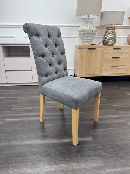 Furniture Village Hamilton grey fabric button back dining chair (Pre-sale)3
