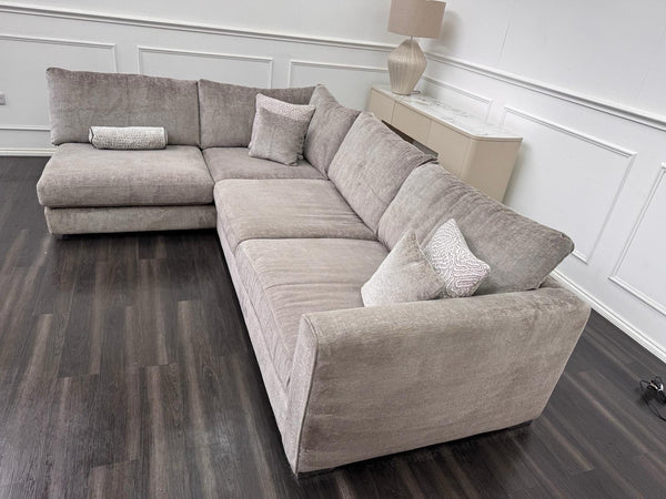 Sofology Majestica Truffle Fabric Terminal End Chaise Corner Sofa Full Back15