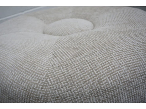 Duresta Florence beige mix chunky cross weave fabric large circular footstool2