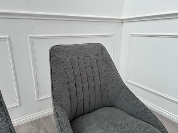 Furniture Village Crete Set Of 4 Swivel Dining Chairs Grey Fabric5