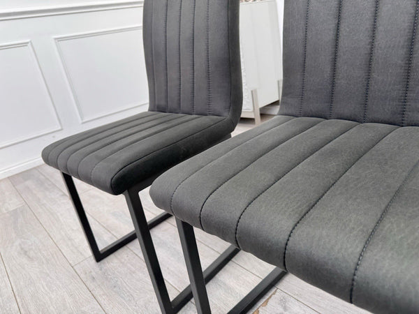 Furniture Village Grigio Set of 4 Grey Charcoal Faux Suede Dining Chairs13